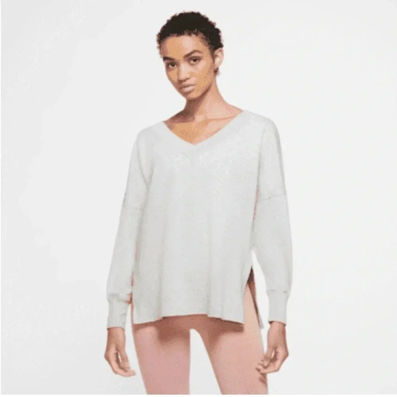 Nike Tops - Nike Yoga Women's Fleece Cover Up Grey Heather Size XL Oversized V-neck